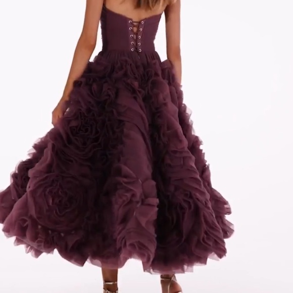 Designer Dress - Wine Color - Picture 4 of 5